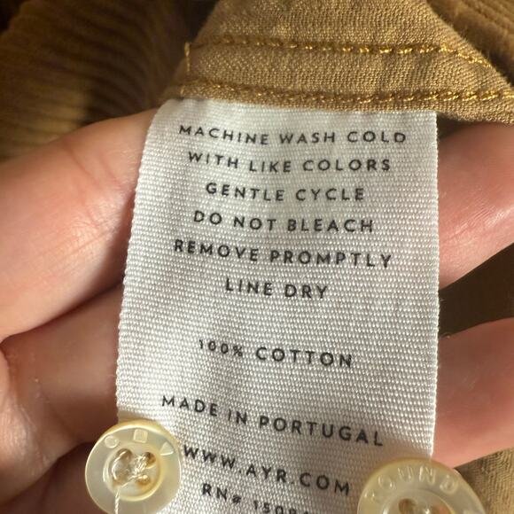 AYR The Deep End Brown Corduroy Relaxed Fit Button Up Shirt Size XS - Picture 7 of 8